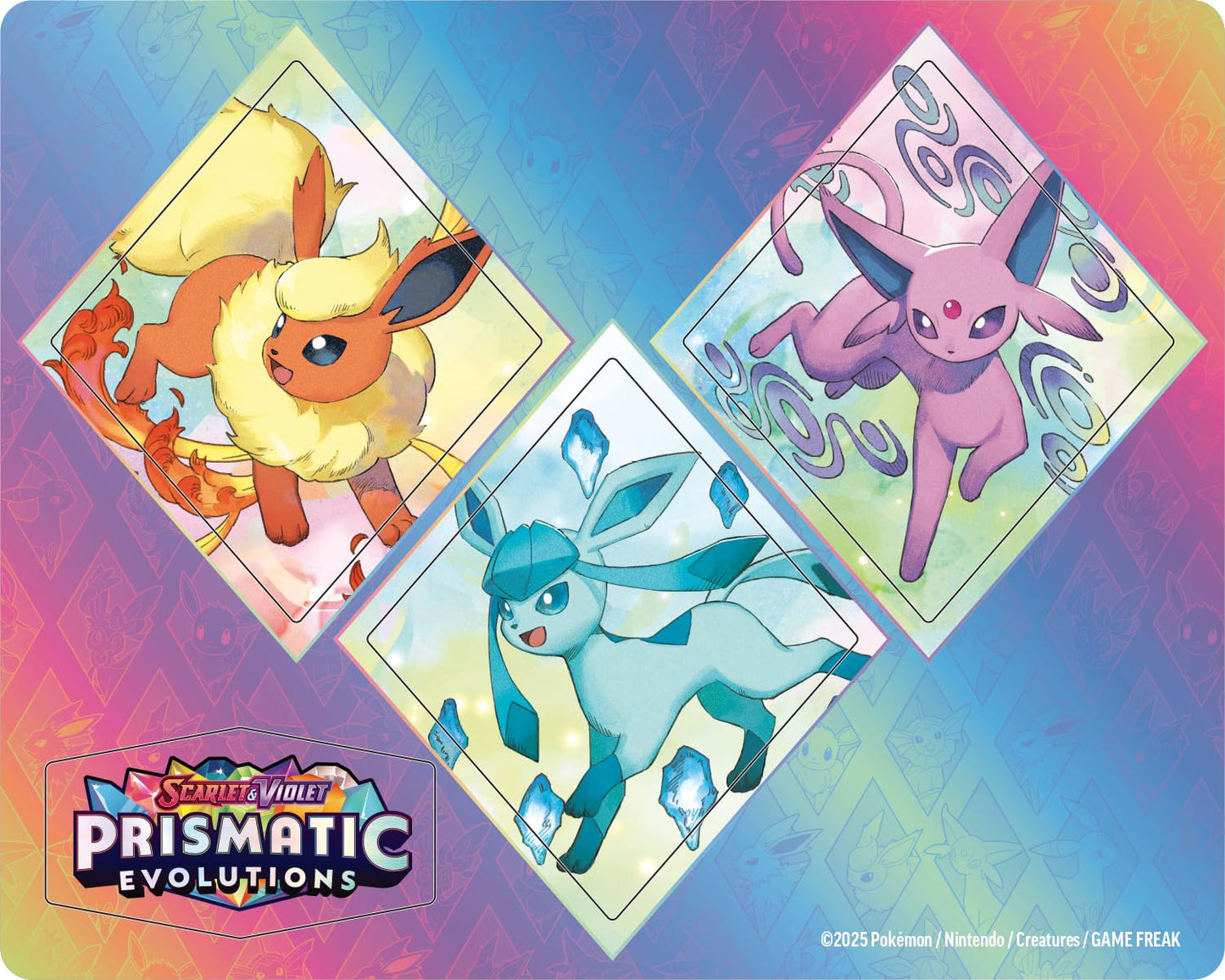 Pokemon TCG: Scarlet & Violet—Prismatic Evolutions Tech Sticker Collection – Glaceon (1 Foil Promo Card & 3 Booster Packs)