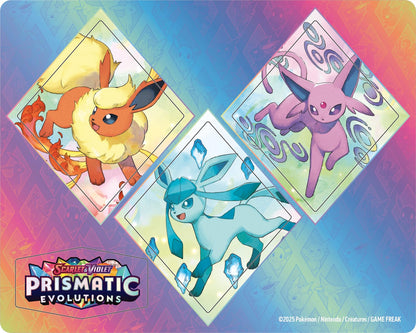 Pokemon TCG: Scarlet & Violet—Prismatic Evolutions Tech Sticker Collection – Glaceon (1 Foil Promo Card & 3 Booster Packs)