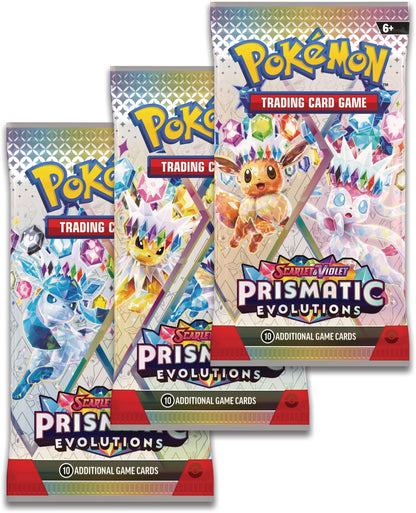 Pokemon TCG: Scarlet & Violet—Prismatic Evolutions Tech Sticker Collection – Leafeon (1 Foil Promo Card & 3 Booster Packs)